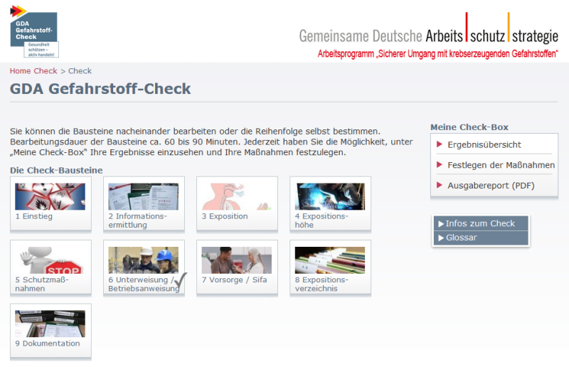 Screenshot Bausein wählen