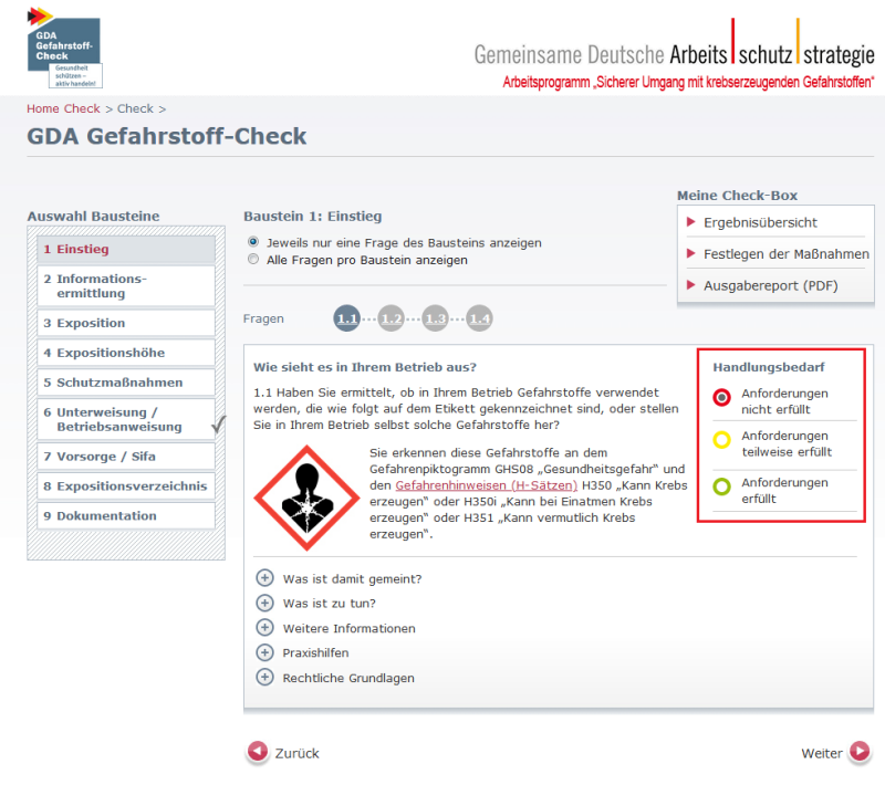 Screenshot Bausteine bearbeiten