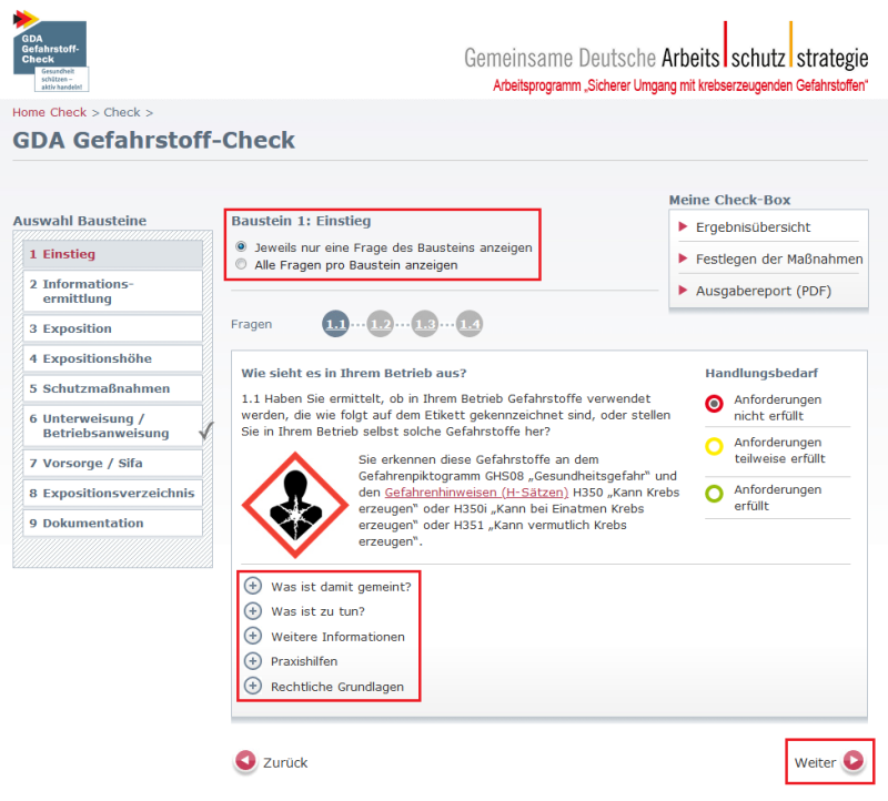 Screenshot Bausteine bearbeiten